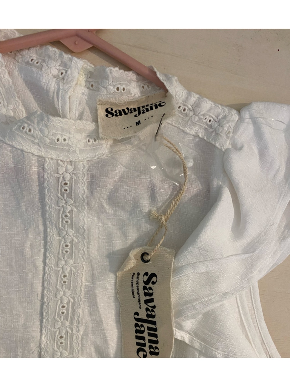 NWT Savanna White Ruffle Sleeve Peplum Top - Picture 6 of 7